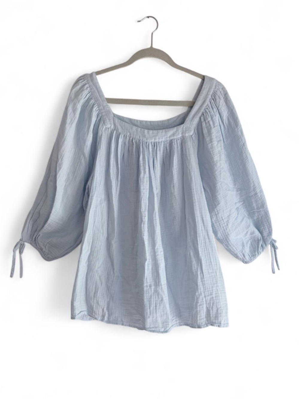 LC Lauren Conrad Pastel Blue 100% Cotton Gauze Peasant Blouse Size 1X